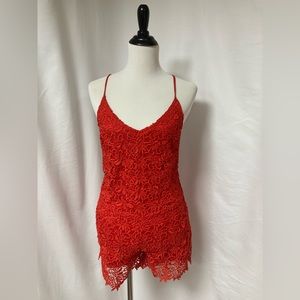 WYLDR red lace romper, size S  EUC
